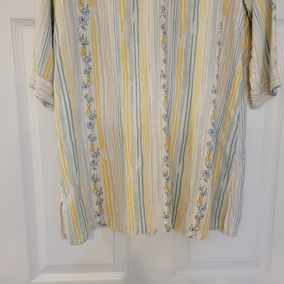 Yellow Blue Floral Stripes Uniqlo Tunic 100% Rayon, size S - Picture 5 of 8